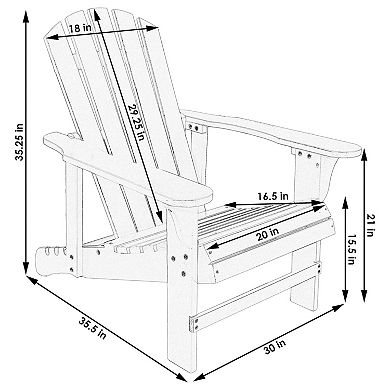 Sunnydaze Wooden Adirondack Chair with Adjustable Backrest