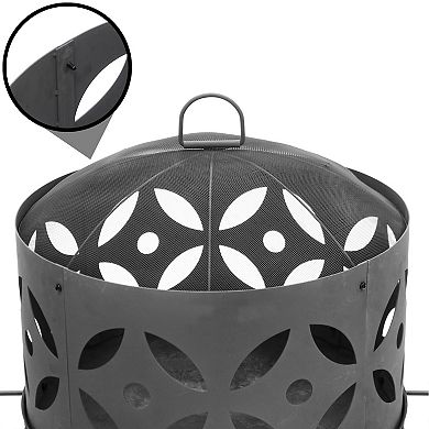 Sunnydaze 26 in Retro Cast Iron Fire Pit with Spark Screen