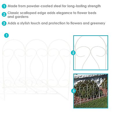 Sunnydaze Set of 5 Traditional Style Decorative Garden Border Fence Panels