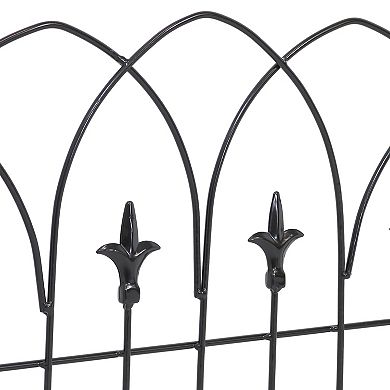 Sunnydaze 5-Piece Bayonne Steel Finial Garden Border Fencing - 8 ft - Black