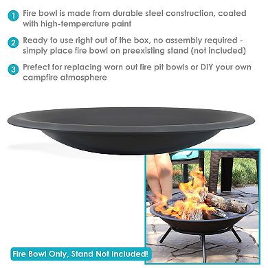 Sunnydaze 23 in Classic Elegance Steel Replacement Fire Pit Bowl - Black