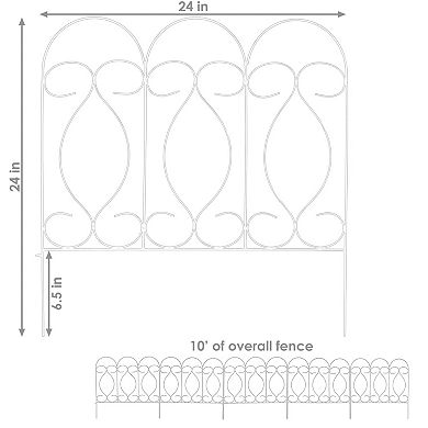 Sunnydaze Set of 5 Traditional Style Decorative Garden Border Fence Panels