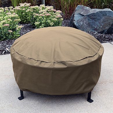 Sunnydaze 40 in Heavy-Duty Polyester Round Outdoor Fire Pit Cover - Khaki