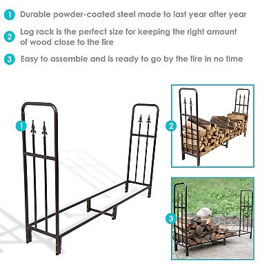 Sunnydaze 6' Steel Indoor/Outdoor Decorative Firewood Log Rack Holder