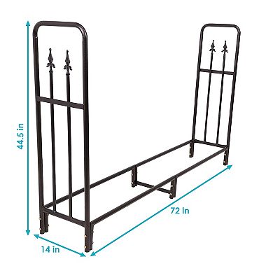 Sunnydaze 6' Steel Indoor/Outdoor Decorative Firewood Log Rack Holder