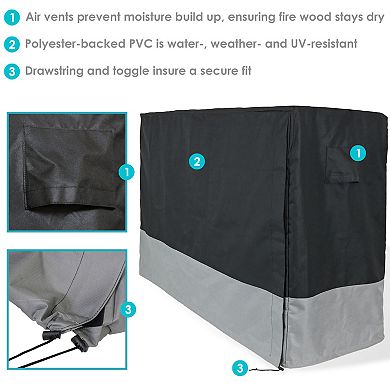Sunnydaze 6 ft Heavy-Duty Polyester Firewood Log Rack Cover - Gray/Black