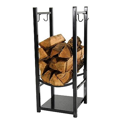Sunnydaze Indoor/Outdoor Steel Log Rack with Tool Holders