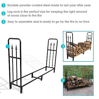 Sunnydaze 6' Steel Indoor/Outdoor Decorative Firewood Log Rack Holder
