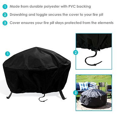 Sunnydaze 60 in Weather-Resistant PVC Round Fire Pit Cover - Black