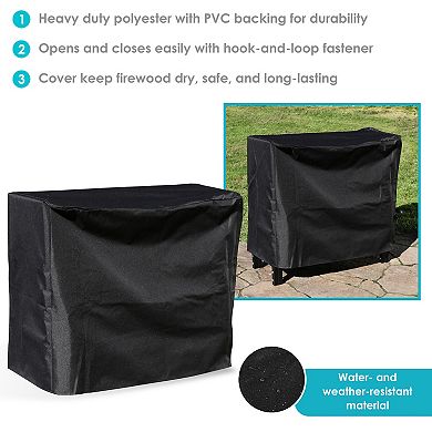 Sunnydaze 2 ft Weather-Resistant PVC Firewood Log Rack Cover - Black