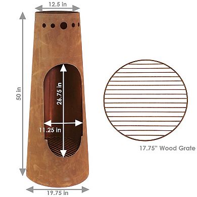 Sunnydaze 50 in Santa Fe Wood Burning Chiminea Fire Pit with Log Grate