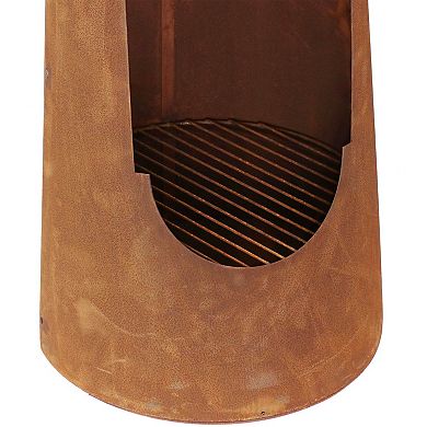 Sunnydaze 50 in Santa Fe Wood Burning Chiminea Fire Pit with Log Grate