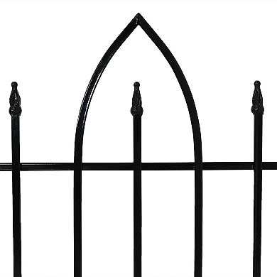 Sunnydaze 2-piece Gothic Arch Iron Garden Border Fencing - 6 Ft - Black