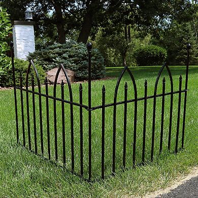 Sunnydaze 2-piece Gothic Arch Iron Garden Border Fencing - 6 Ft - Black