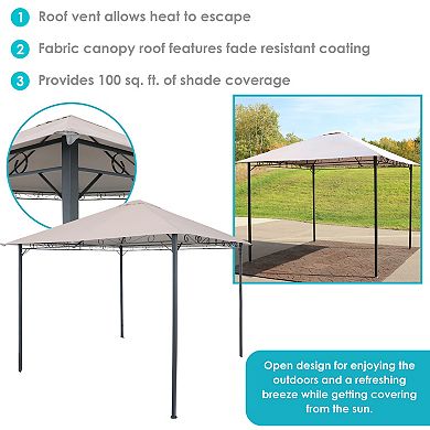 Sunnydaze 10 ft x 10 ft Steel Gazebo with Polyester Canopy Top - Gray