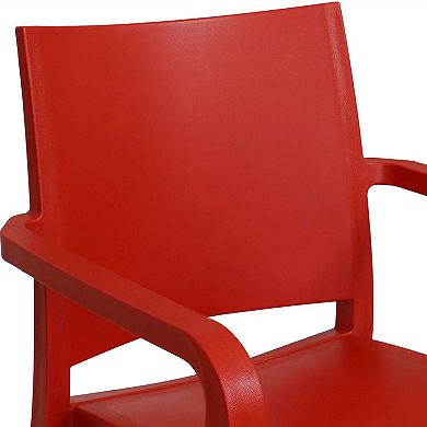 Sunnydaze Landon Plastic Patio Dining Armchair - Red - Set of 4