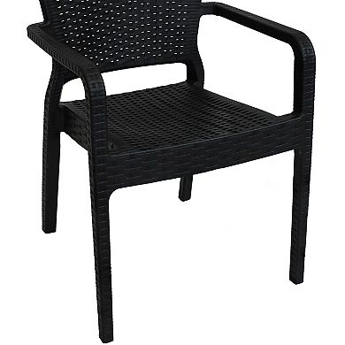 Sunnydaze Segonia Plastic Stackable Dining Armchair - Black - Set of 4