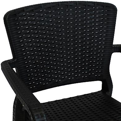 Sunnydaze Segonia Plastic Stackable Dining Armchair - Black - Set of 4