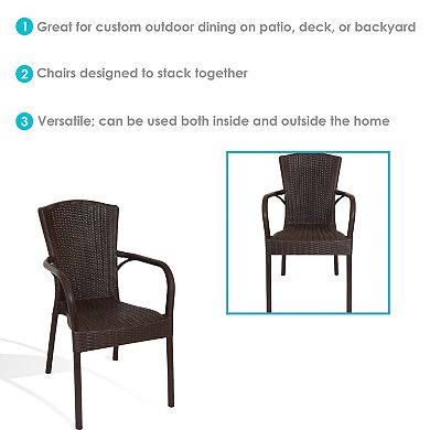 Sunnydaze Segesta All-Weather Plastic Patio Armchair - Wenge - Set of 4