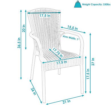 Sunnydaze Segesta All-Weather Plastic Patio Armchair - Wenge - Set of 4