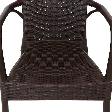 Sunnydaze Segesta All-Weather Plastic Patio Armchair - Wenge - Set of 4