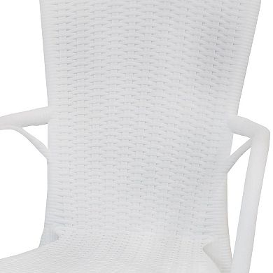 Sunnydaze Segesta All-Weather Plastic Patio Armchair - White - Set of 4