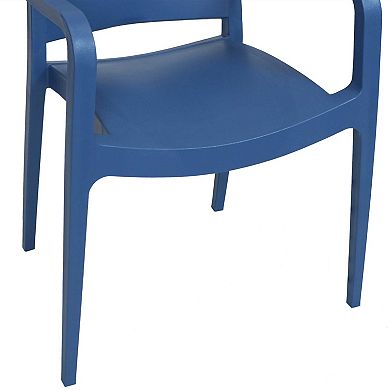 Sunnydaze Landon Plastic Patio Dining Armchair - Sax Blue - Set of 4