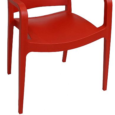 Sunnydaze Landon Plastic Patio Dining Armchair - Red - Set of 2