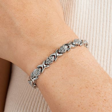 Sarafina Silver Tone Diamond Accent Hugs & Kisses Bracelet