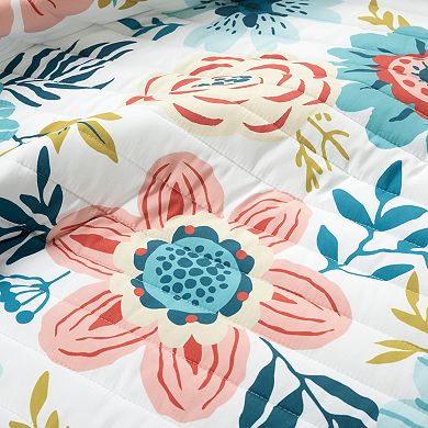 Lush Decor Cottage Core Ariana Flower Reversible Oversized Quilt Set with Shams