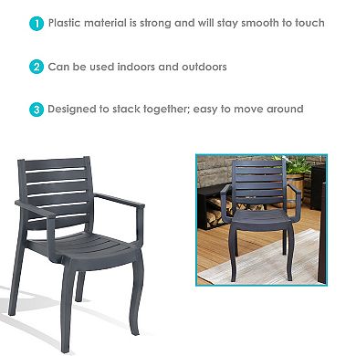 Sunnydaze Illias Set of 2 Plastic Outdoor Stackable Patio Armchair