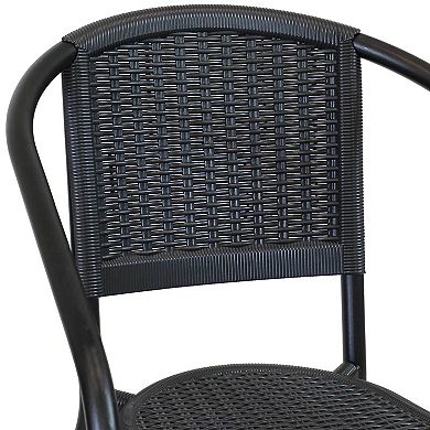Sunnydaze Aderes Plastic Patio Armchair - Black - Set of 2