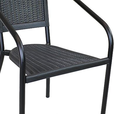 Sunnydaze Aderes Plastic Patio Armchair - Black - Set of 2