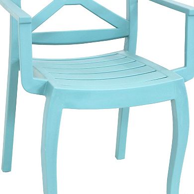 Sunnydaze Tristana Set of 2 Plastic Stackable Outdoor Patio Armchair