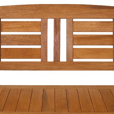 Sunnydaze 2-Person Meranti Wood with Teak Oil Finish Storage Bench - 51 in