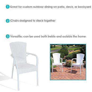Sunnydaze Segesta All-Weather Plastic Patio Armchair - White - Set of 2