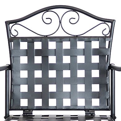 Sunnydaze Scrolling Wrought Iron Patio Dining Bar Chairs - Black - Set of 2