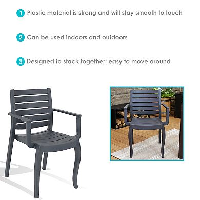 Sunnydaze Illias Set of 4 Plastic Outdoor Stackable Patio Armchair