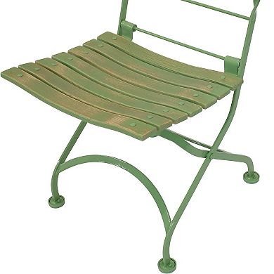 Sunnydaze Cafe Couleur Chestnut Folding Bistro Chair - Green - Set Of 2