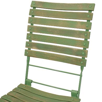 Sunnydaze Cafe Couleur Chestnut Folding Bistro Chair - Green - Set Of 2