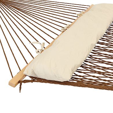 Sunnydaze 2-person Spreader Bar Rope Hammock With Pillow