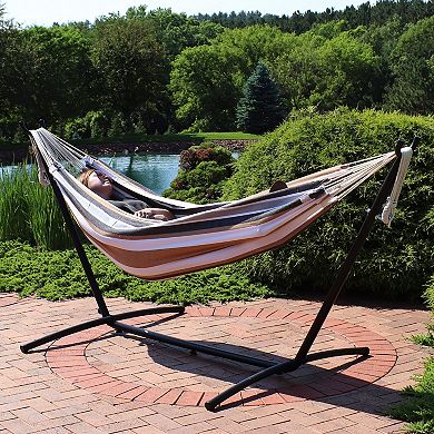 Sunnydaze Double Brazilian Hammock with Stand and Carrying Case