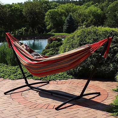 Sunnydaze Double Brazilian Hammock with Stand and Carrying Case