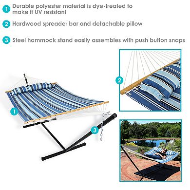 Sunnydaze 2-person Double Quilted Hammock With 12' Stand