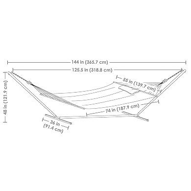 Sunnydaze 2-person Double Quilted Hammock With 12' Stand