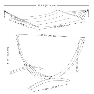 Sunnydaze Outdoor Quilted Hammock With 12' Arc Wood Stand