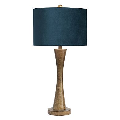 Kuala Teal Blue Velvet Resin Table Lamp