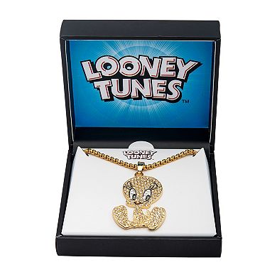 Tweety Bird Gold Plated Gemmed Pendant Necklace