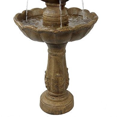 Sunnydaze Blooming Flower Resin Outdoor 2-Tier Water Fountain