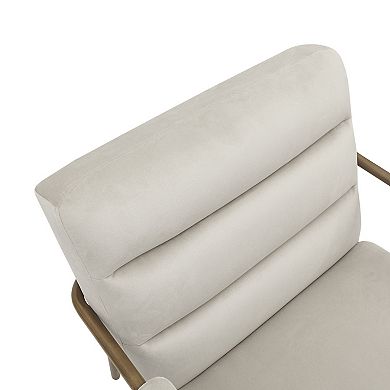Madison Park Samantha Velvet Upholstered Open Arm Metal Leg Accent Chair